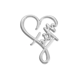Pin de solapa metálico con diseño religioso “Fe”