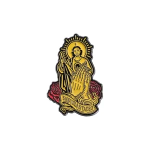 Pin de solapa metálico con diseño religioso de San Judas Tadeo